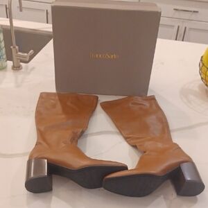 Franco Sarto L-Tribute Block Heel Boots Saddle Wide Calf Size 9.5M